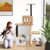 Modern Tall Cat Tower with Double Condos with Dangling Balls and Sisal Carpets-Natural - Color: Nat