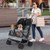 Foldable Double Pet Stroller with Adjustable Sunshade and Storage Basket-Gray - Color: Gray