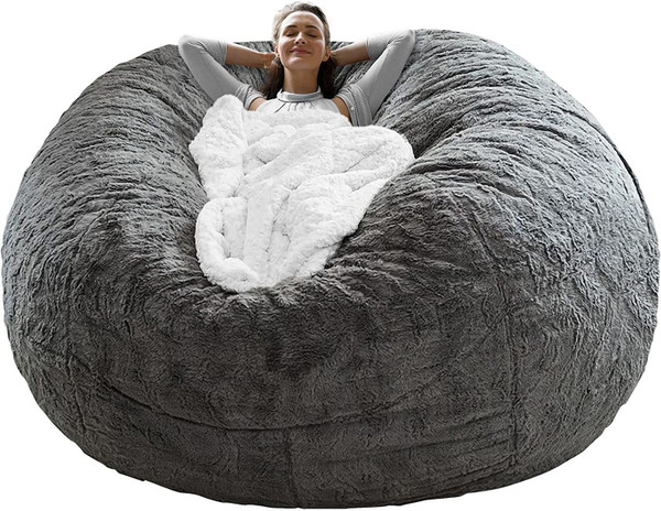 Bag Chair Cover(it was only a Cover;  not a Full Bean Bag) Chair Cushion;  Big Round Soft Fluffy PV Velvet Sofa Bed Cover;  Living Room Furniture;  Lazy Sofa Bed Cover; 5ft Dark Grey Bag Chair Cover(it was only a Cover;  not a Full Bean Bag) Chair Cushion;  Big Round Soft Fluffy PV Velvet Sofa Bed Cover;  Living Room Furniture;  Lazy Sofa Bed Cover; 5ft Dark Grey
