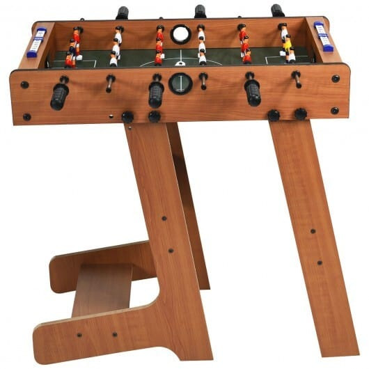 Space Saving Table Football with Durable Handle and 2 Footballs - Color: Brown