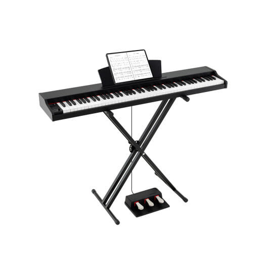 88-Key Keyboard Piano Set with Adjustable Stand-Black - Color: Black