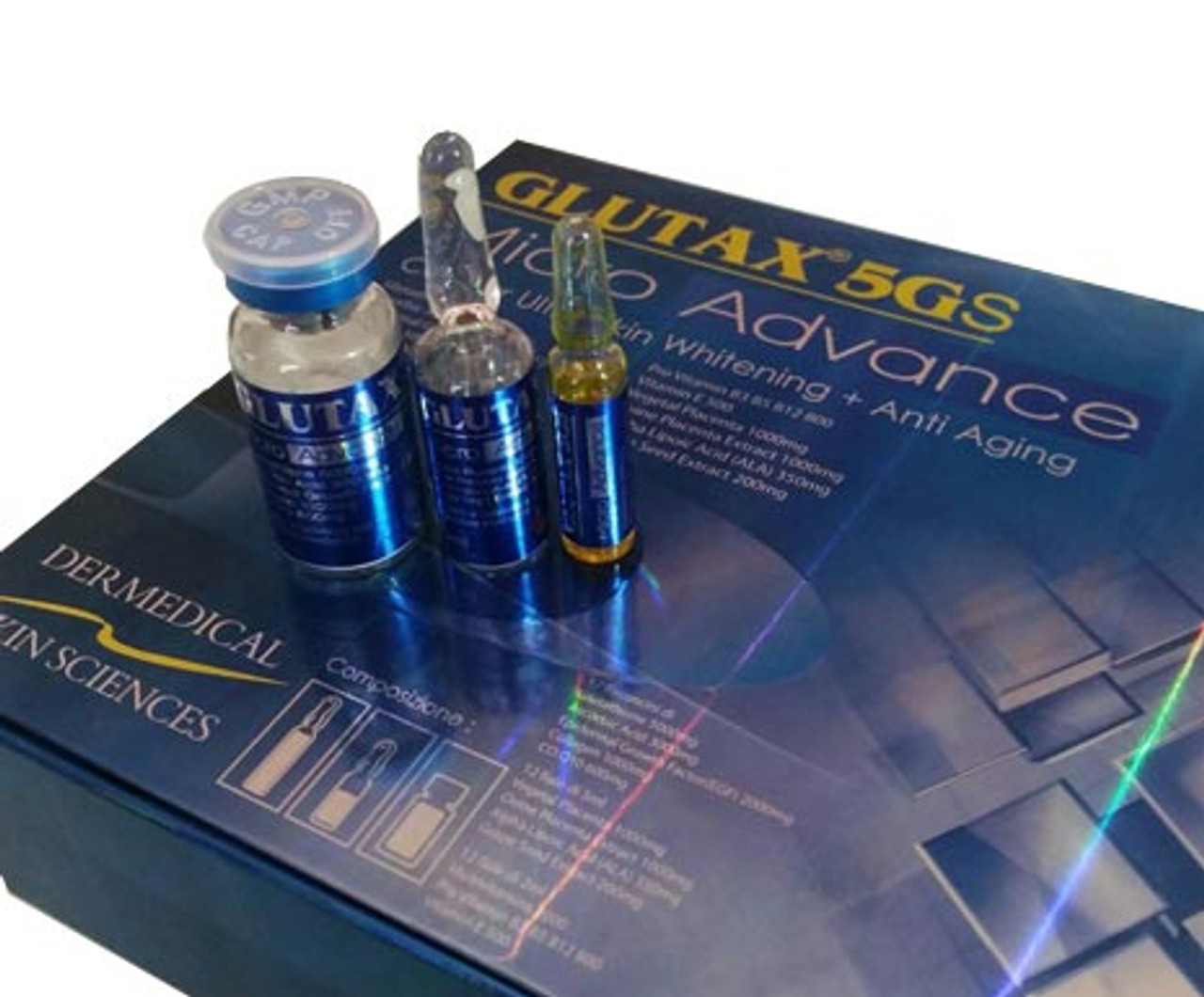 Authentic GLUTAX 5GS MICRO ADVANCE 12 Vials - Skin Whitening Glutathione 