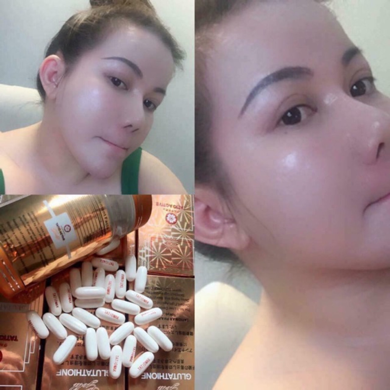 2x TATIO ACTIVE Gold 1850mg L-Glutathione Skin Whitening Capsules and RELUMINS Vitamin C 180 Capsules