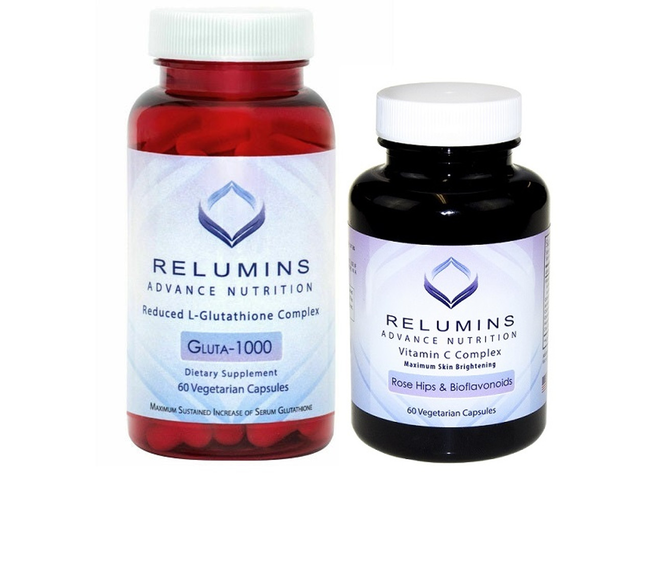 RELUMINS  ADVANCE NUTRITION 1000 Reduced L - Glutathione Skin Whitening with RELUMINS Vitamin C 60 Capsules