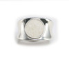 Front-facing, concave sterling silver fulgurite lightning sand cabochon ring minimalist style at Sciencemall-USA
