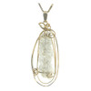 Fulgurite lightning sand jewelry [78591] hand wire wrapped 14k gold with chain, on a transparent background.