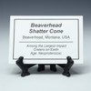 Beaverhead shatter cone description tag on a stand, Sciencemall-USA