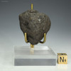 Manganese nodule 69 grams Clarion-Clipperton Pacific Ocean, facing back on a plexiglass riser, at Sciencemall-USA