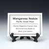 Description tag for manganese nodule on a tag stand, at Sciencemall-USA