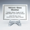 Description tag, Hell's Gate Great African Rift Valley obsidian, Sciencemall-USA