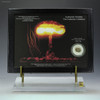 Trinitite 0.5 g Riker display atomic glass collectible on a riser, for sale at Sciencemall-USA