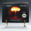 Authentic Trinitite green, black atomic glass collectible in a Riker display case, 0.8 g for sale at Sciencemall-USA