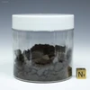 Manganese nodule jar, mixed dredged material, 4 oz, facing front with sizing cube, item ID: 72886, Sciencemall-USA
