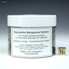 Front-view, 3 oz of manganese nodules and fines label, shown with sizing cube, Sciencemall-USA