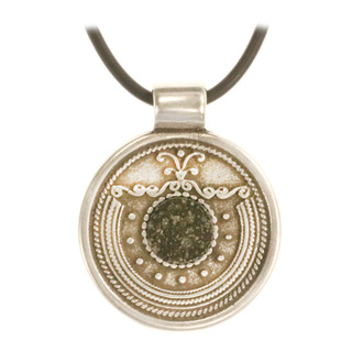 Large Allende meteorite jewelry Greek style pendant necklace with black cord chain, Sciencemall-USA Large Allende meteorite jewelry Greek style pendant necklace with black cord chain, Sciencemall-USA