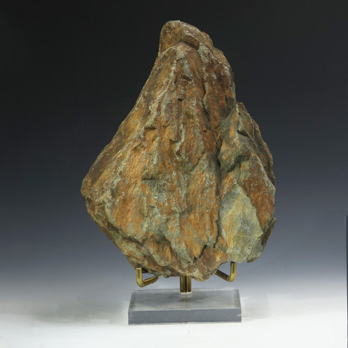 Sudbury shatter cone [84039] 5 lb shown vertical, from Ontario Canada on a plexiglass display stand.