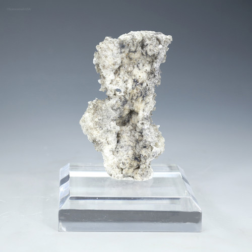 Front-facing fulgurite Geode from Florida on a plexiglass riser, for sale at Sciencemall-USA
