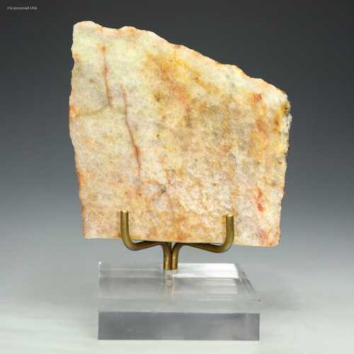 Front facing Jack Hills zircon rock slab on display stand, Hadean geology specimen 75 g, at Sciencemall-USA
