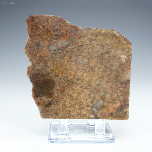 Front-facing Jack Hills zircon rock on display stand, Hadean geology specimen 211 g, at Sciencemall-USA