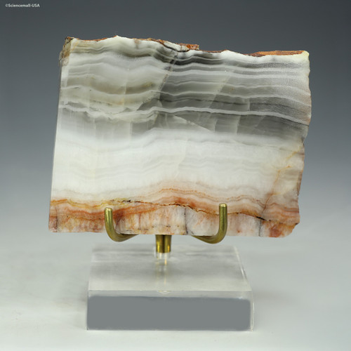 Front-view of North Pole Dome Stromatolite 132g, on a stand at Sciencemall-USA