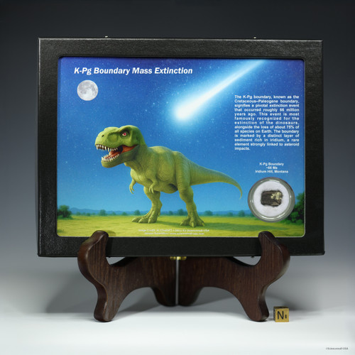 Cinematic Riker display containing Chicxulub K-Pg boundary, Iridium Hill, Montana, at Sciencemall-USA