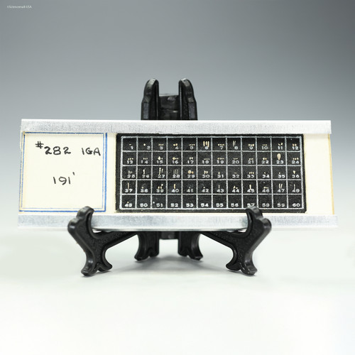 Front view of Vintage 60-cell oil field geology microslide with foraminifera microfossils, Inter-Gulf Area, 191 ft depth, Sciencemall-USA