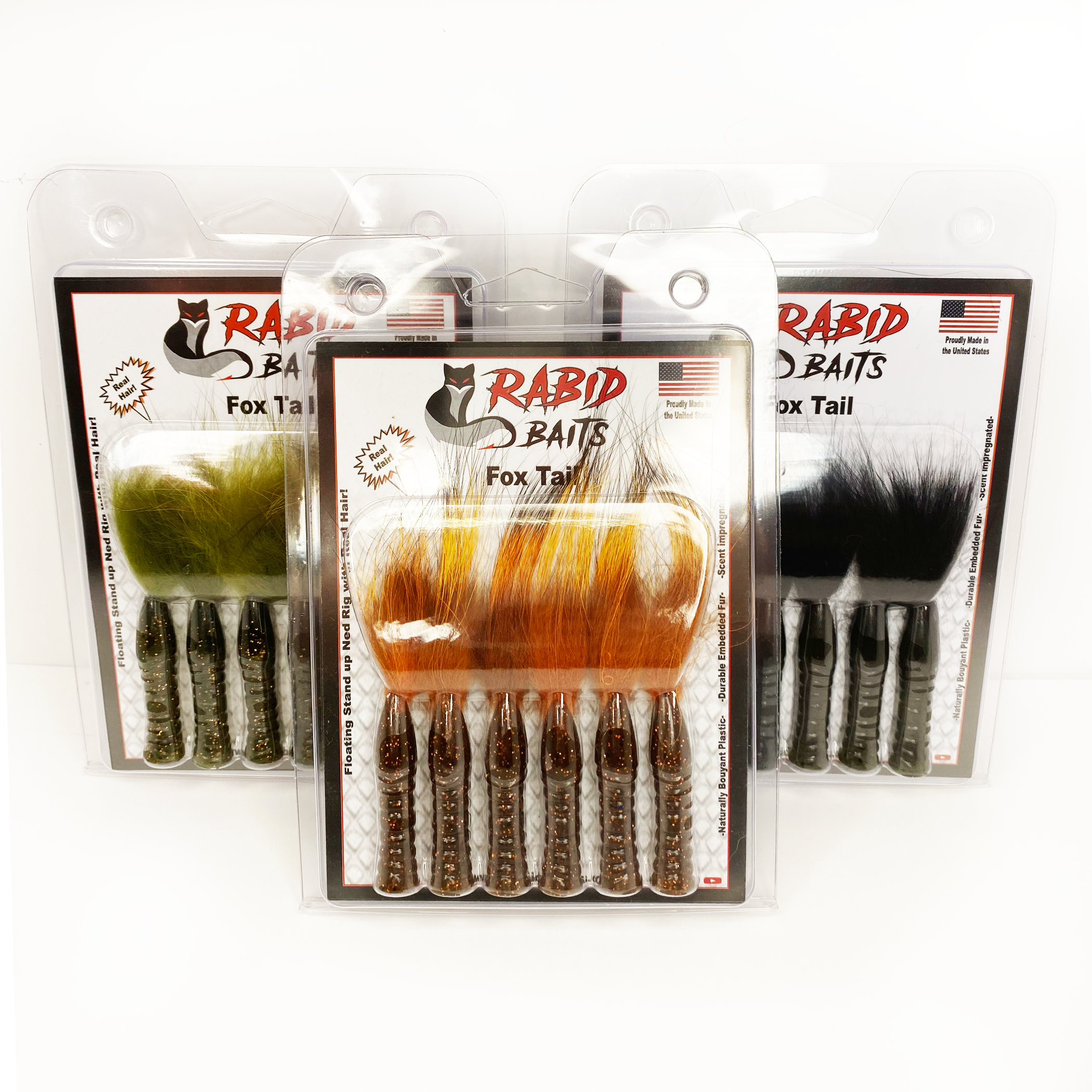 Rabid Baits Ned Fox Tail Green Pumpkin Black / 3