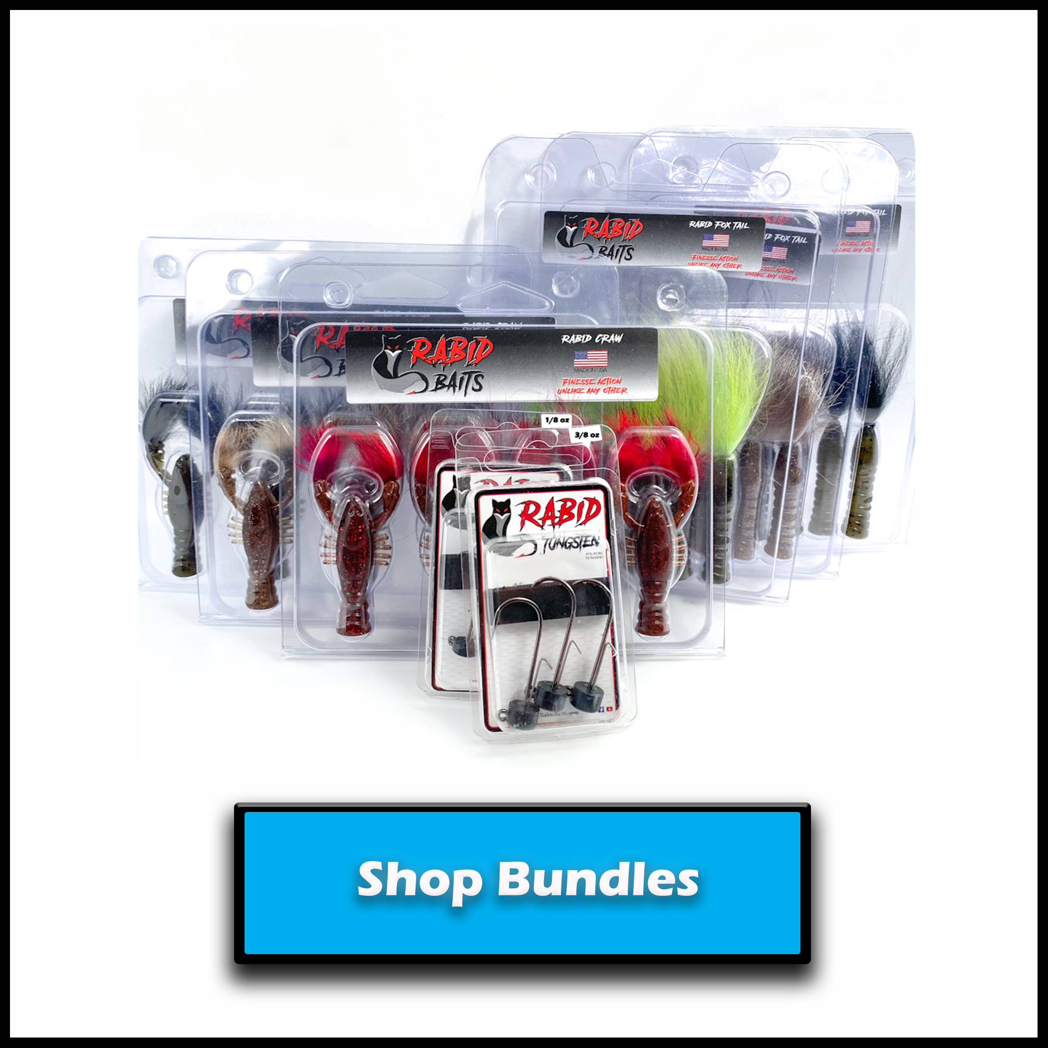 Rabid Baits Sample Pack, Assortment of Rabid Fox Tail Plastic Baits, Rabid  Craw Baits, & Rabid Baits Shaker Worms for Fishing