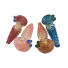 4.5" Frit and Fume Ring Wrapped Hand Pipe w Knockers | Assorted Colors