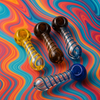 LuvBuds - 4" Ribbon Spun Hand Pipe with Frit Head, Assorted Colors May Vary (Generated with AI which can make mistakes)