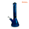 14" SirEEL Etched Image Iridized Beaker Bong with Flower Bowl | Assorted Designs & Colors