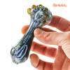 SirEEL - 25pc 4" Frit & Multi Marbles Glass Hand Pipe, Assorted Colors May Vary, Retail Packaging