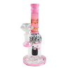 LuvBuds - 9" Molino Double Glass Mushroom Bong with Bowl, Pink