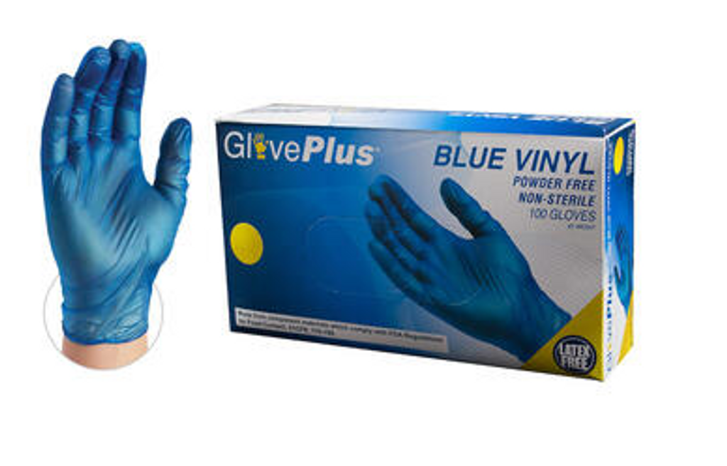 Blue Vinyl Industrial Latex Free Disposable Gloves - X-Large 100 gloves per box