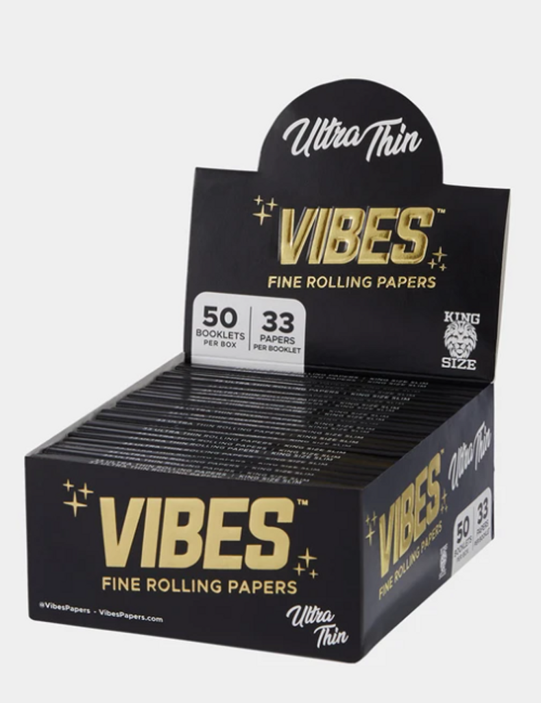 Vibes - Papers - King Size Slim - Ultra Thin (Black) - 50 Booklets Per Box 33 Papers Per Booklet