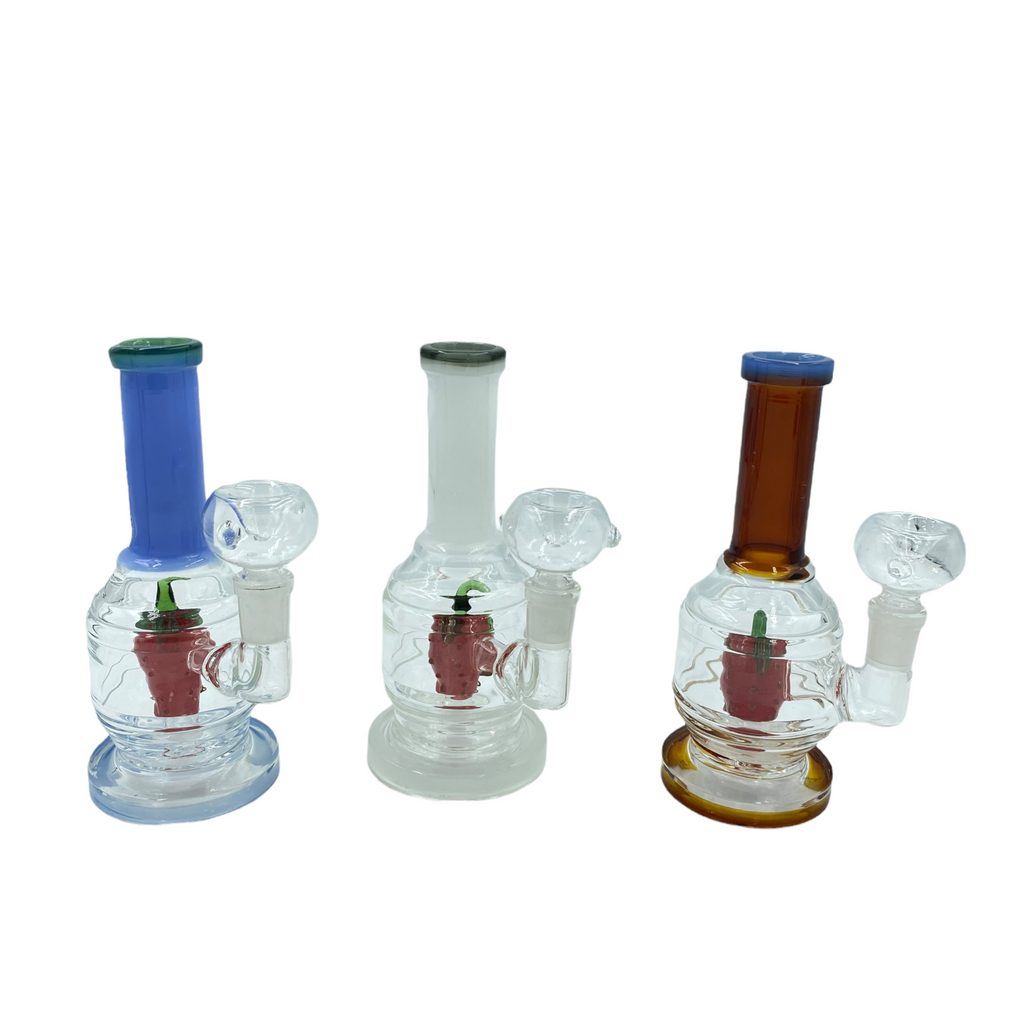6" Strawberry Perc Bong/Rig | Assorted Colors | Comes with Flower Bowl