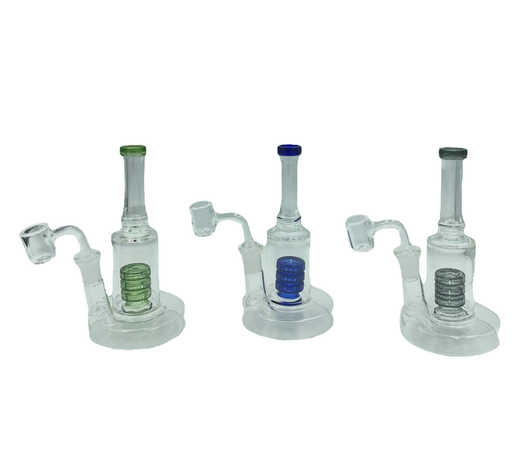  6.5" Puck Style Bong/Rig with Superperc | Assorted Colors | Banger and Bowl Included 