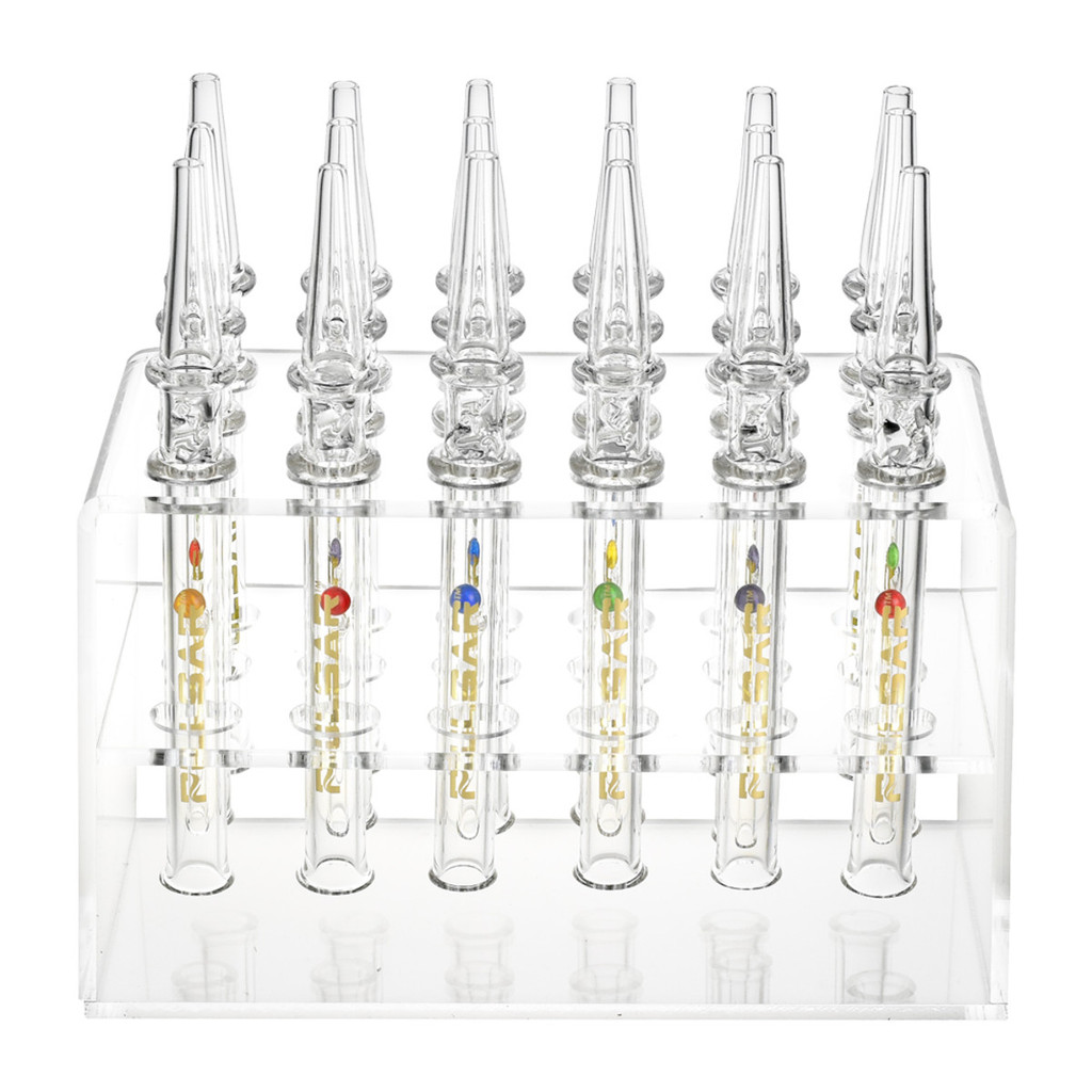 6" Pulsar Quartz Dab Straw w/ Spin Pearl 18pc Display Assorted Colors