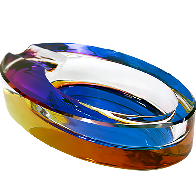 5" Oval Iridized Glass Ashtray Assorted Colors