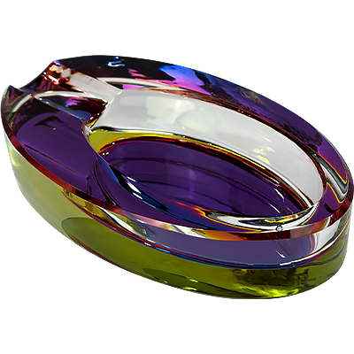 5" Oval Iridized Glass Ashtray Assorted Colors