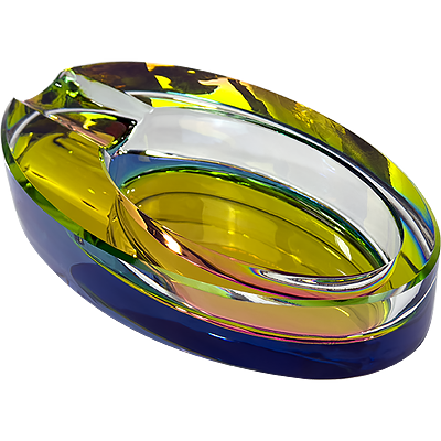 5" Oval Iridized Glass Ashtray Assorted Colors