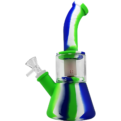 9" Silicone Beaker Bong/Rig with Shower Perc Assorted Colors