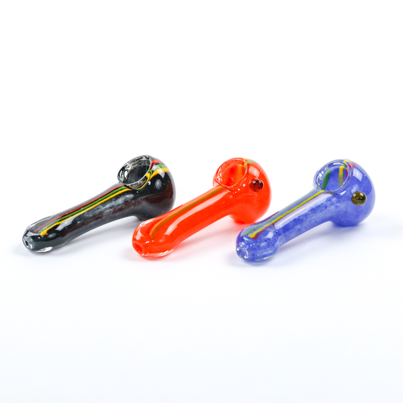 LuvBuds - 4" Rasta Stripe Pipes, Assorted Colors May Vary