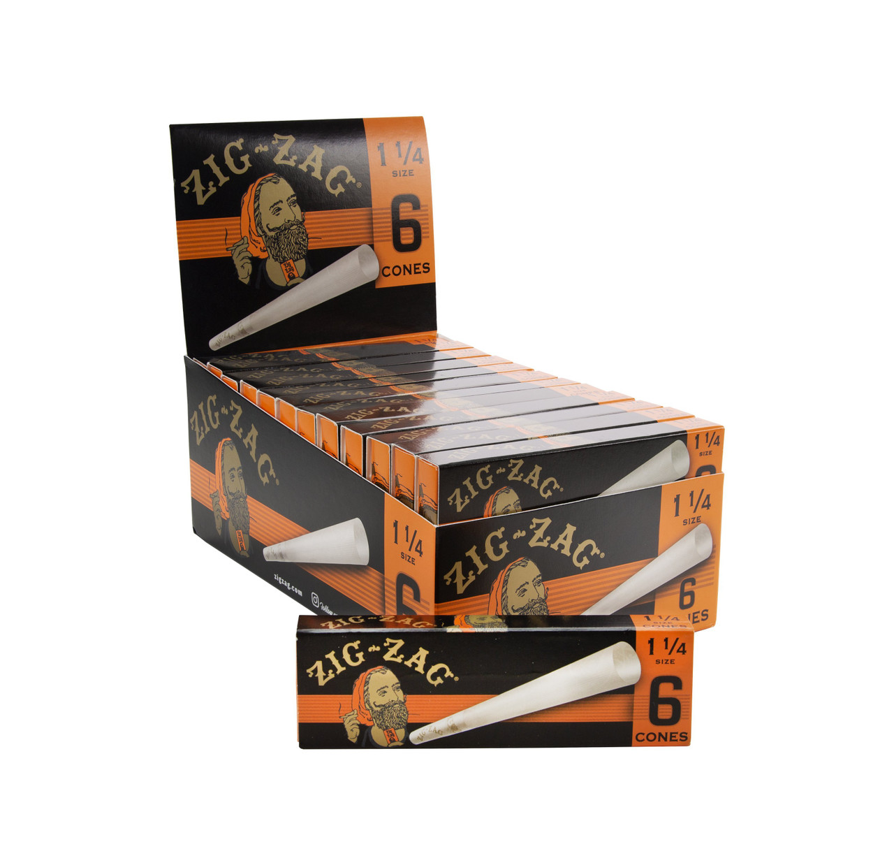 Zig Zag 1 1/4 inch Pre rolled Cones 24 packs of 6 Cones