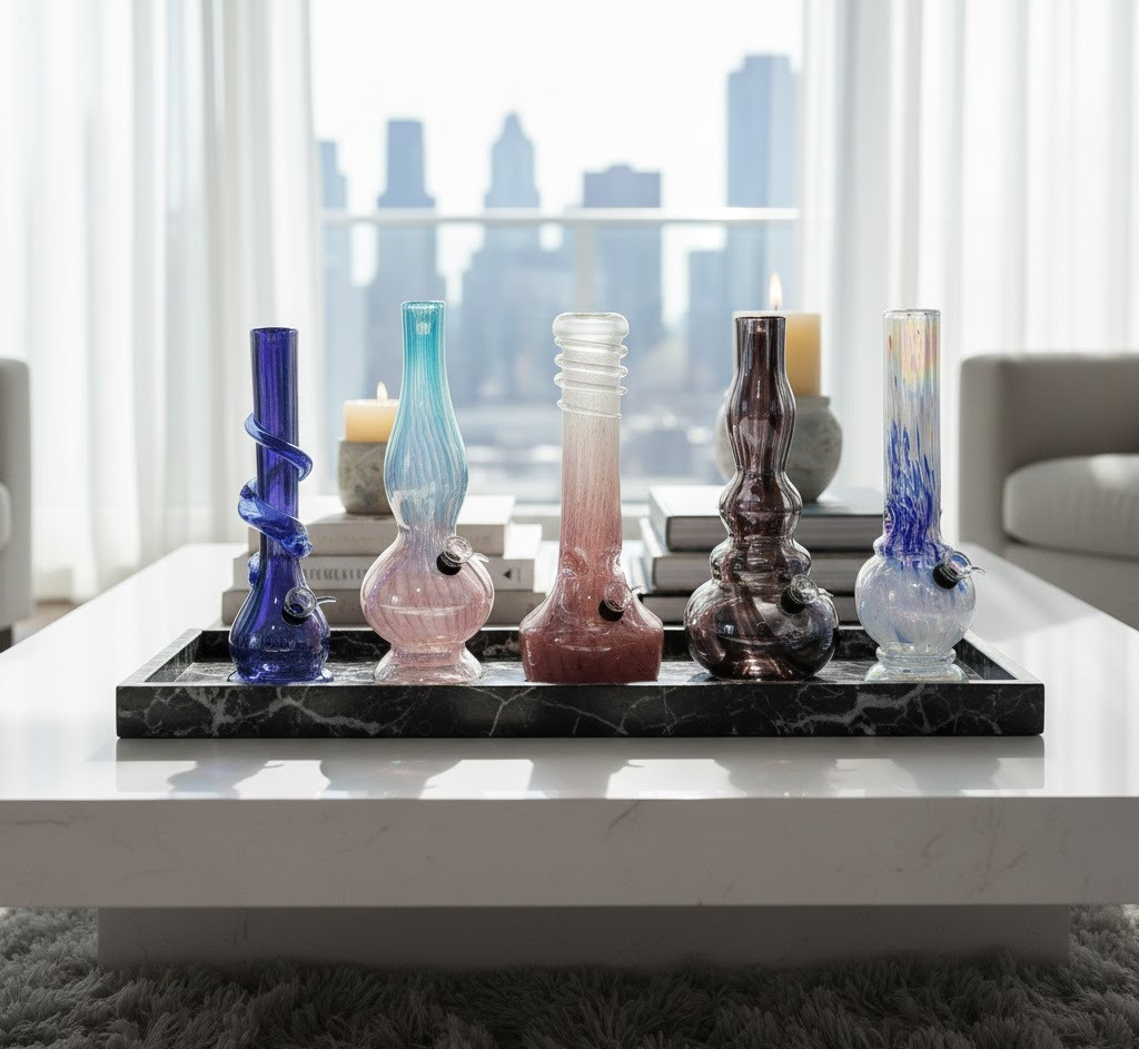 LuvBuds - 12" Soft Glass Water Pipe, Assorted Colors May Vary (Generated with AI which can make mistakes)