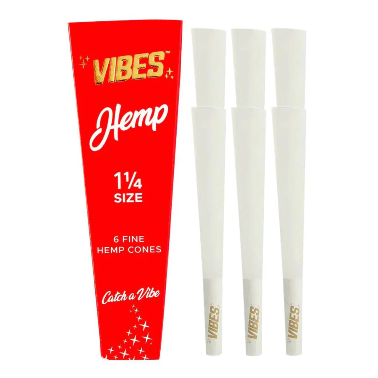 Vibes - Cones - Coffin - 1 1/4 - Hemp (Red) - 30 Boxes Per Display 6 Cones Per Box