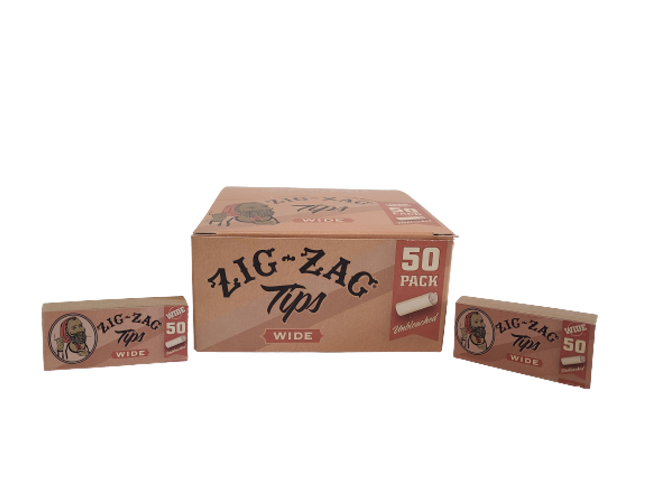 Zig Zag Wide Rolling Tips  50 Pack with Display Box