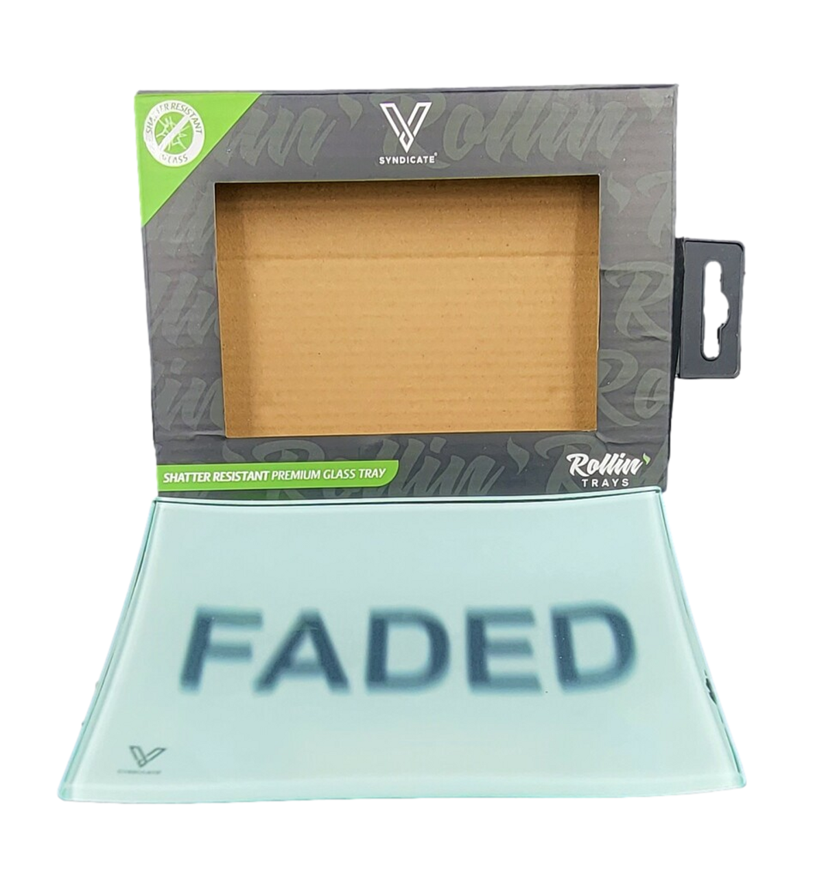 6.5" x 4.75" V Syndicate "FADED" Survivor Shatter Proof Glass Rolling Tray | Assorted colors and Styles