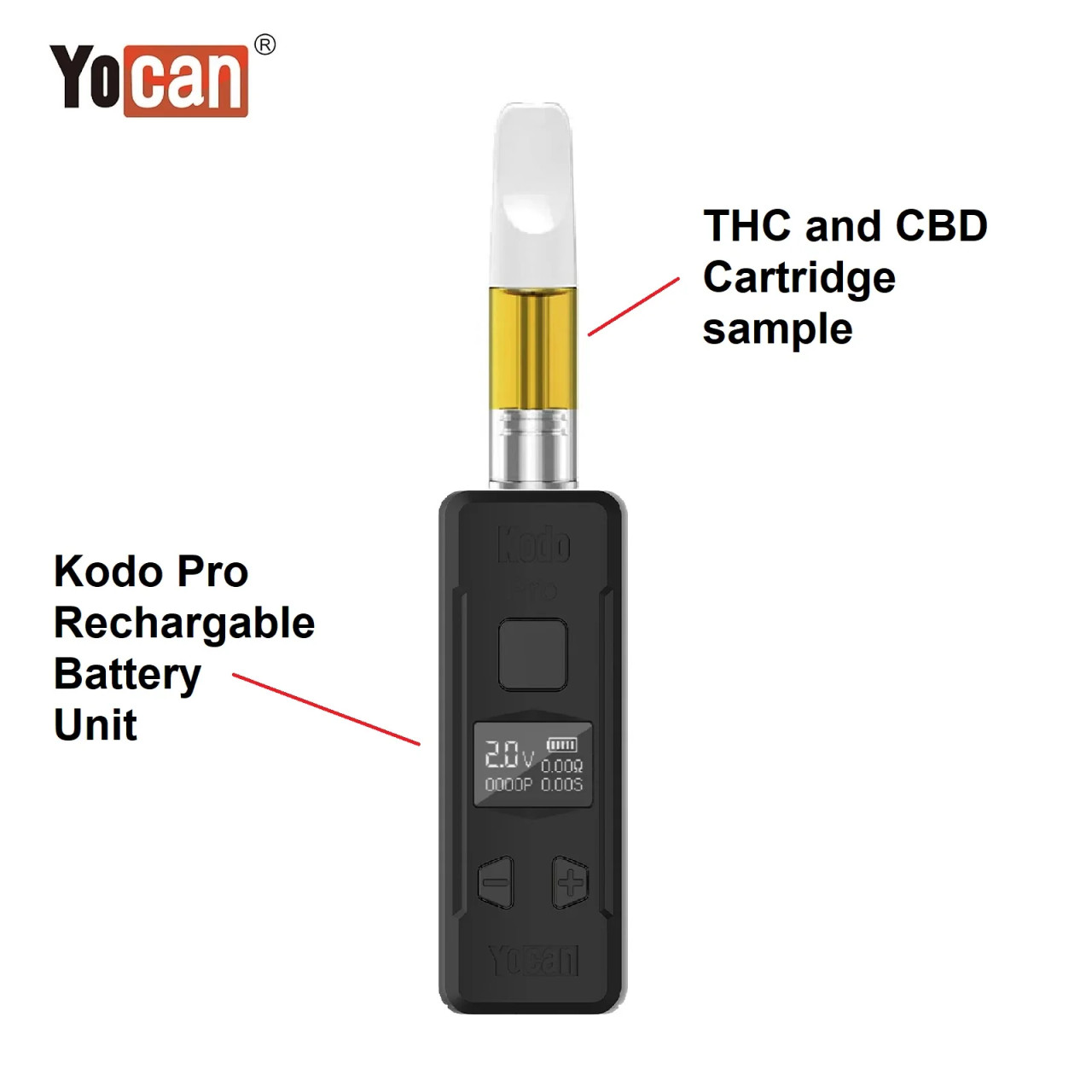 Yocan - 20pk Kodo Pro Display 400mah, Assorted Colors May Vary