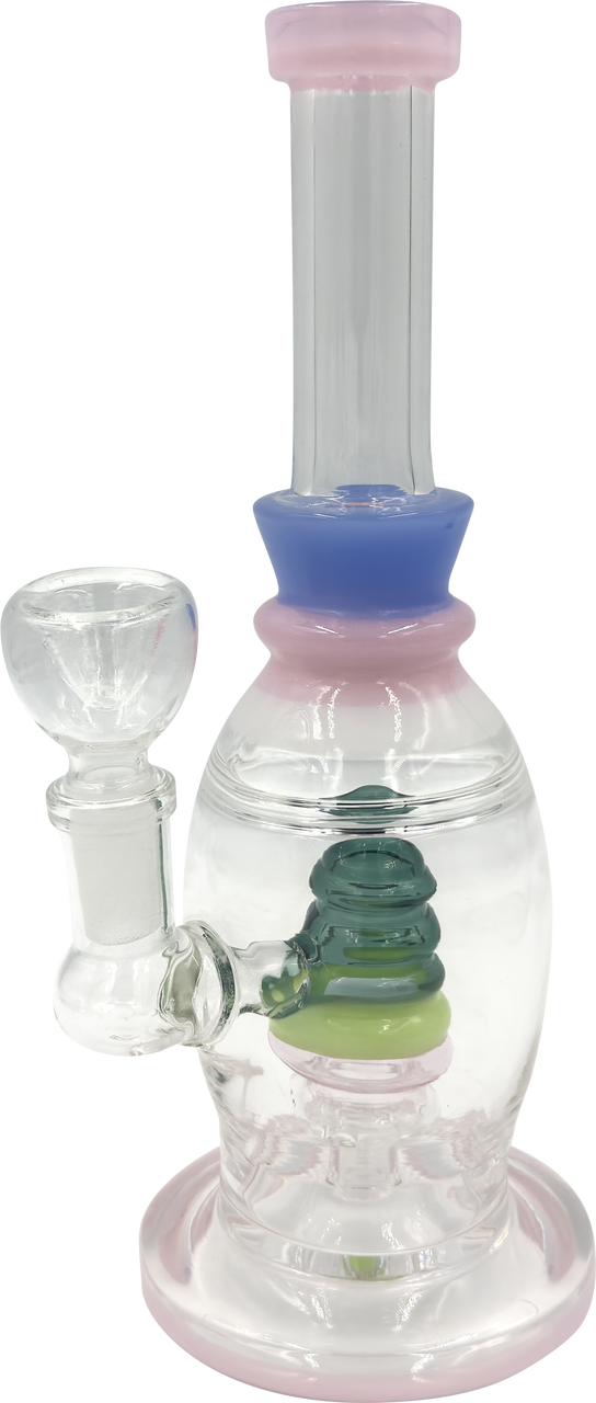 8" Multi-Slime Ribbed Perc Hanger Bong/Rig | Assorted Colors